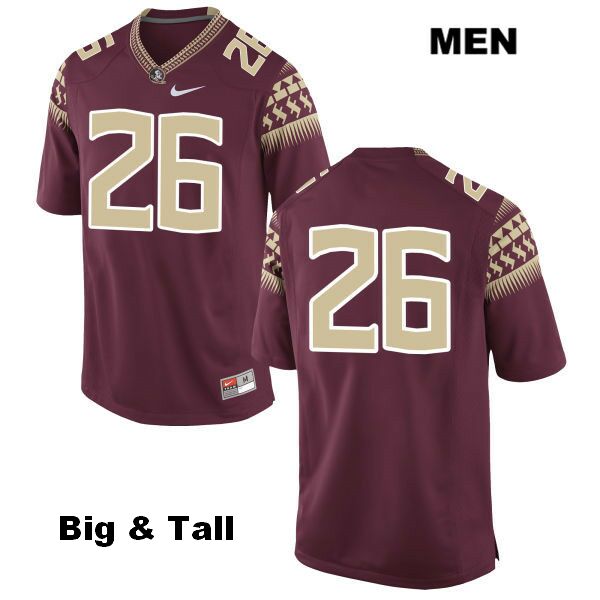 Men's NCAA Nike Florida State Seminoles #26 Decalon Brooks College Big & Tall No Name Red Stitched Authentic Football Jersey TPC4669YT